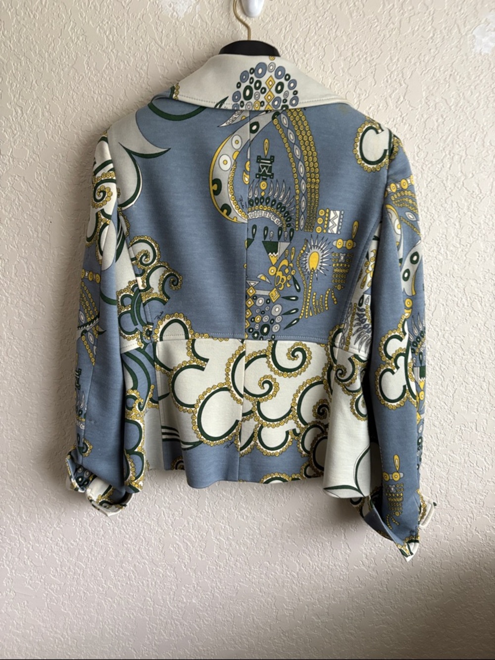 Emilio Pucci Blue & Cream Printed Silk-Blend Blazer - Picture 5 of 10